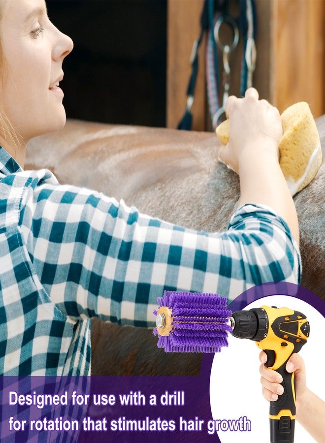 Willinglong 2 Pcs 5.35 inches Livestock Mini Drill Scratch Brush Purple Brush Grooming Kit Suitable for Cattle, Cows, Horses, Sheep and Pigs - Image 4